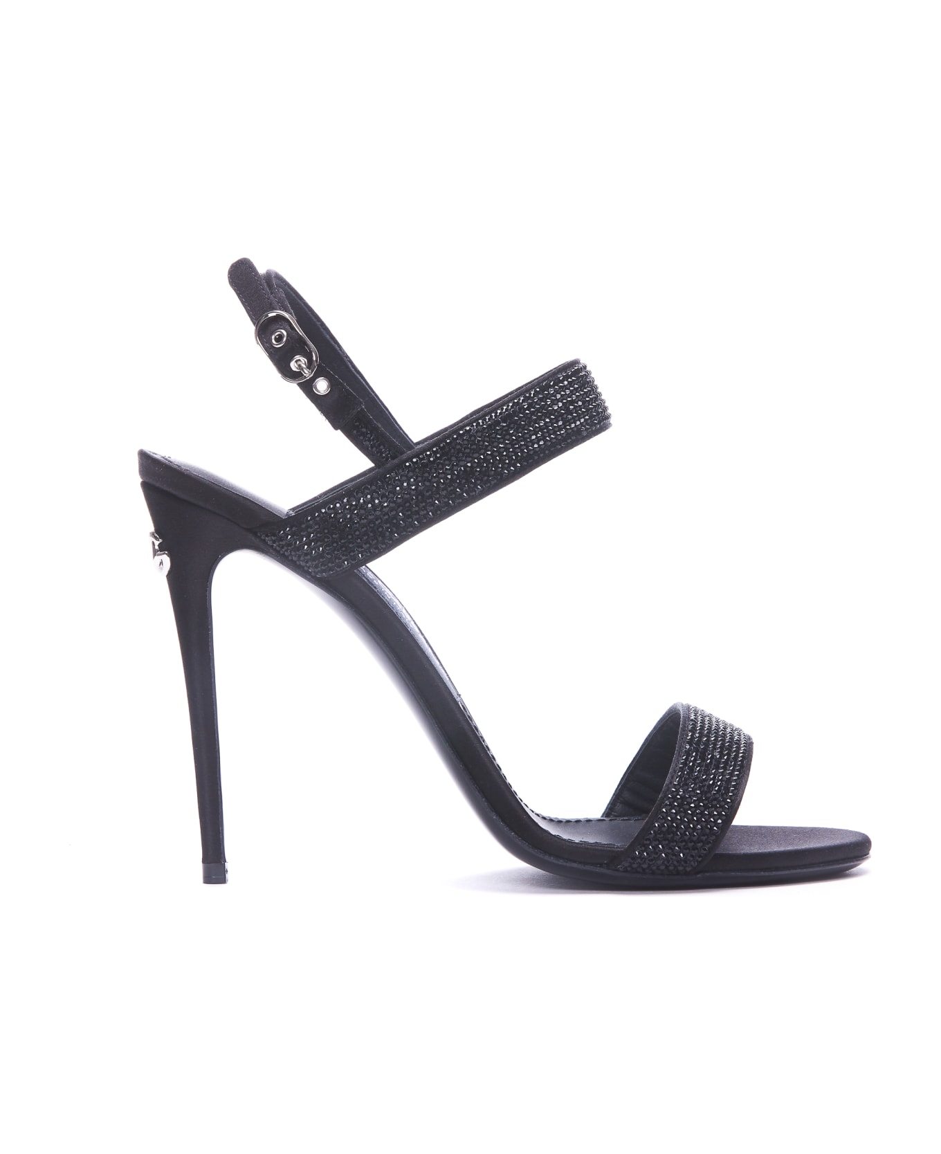 Dolce & Gabbana Satin And Strass Sandals - Black