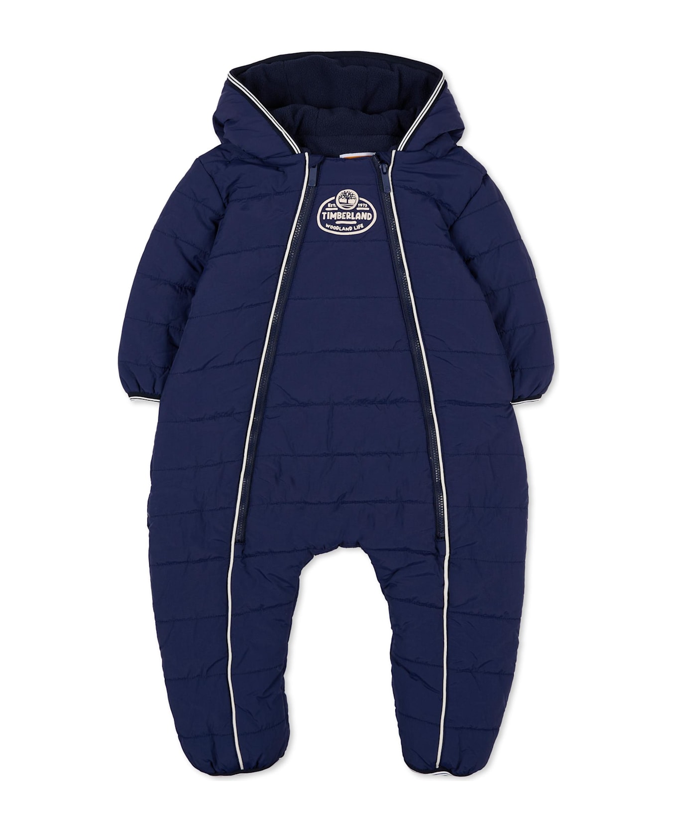 Timberland Blue Snowsuit For Baby Boy With Logo - Blue