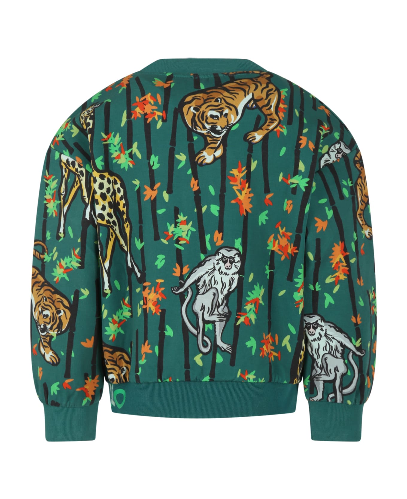Kenzo Kids Green Sweatshirt For Boy With Tiger And Logo - Green