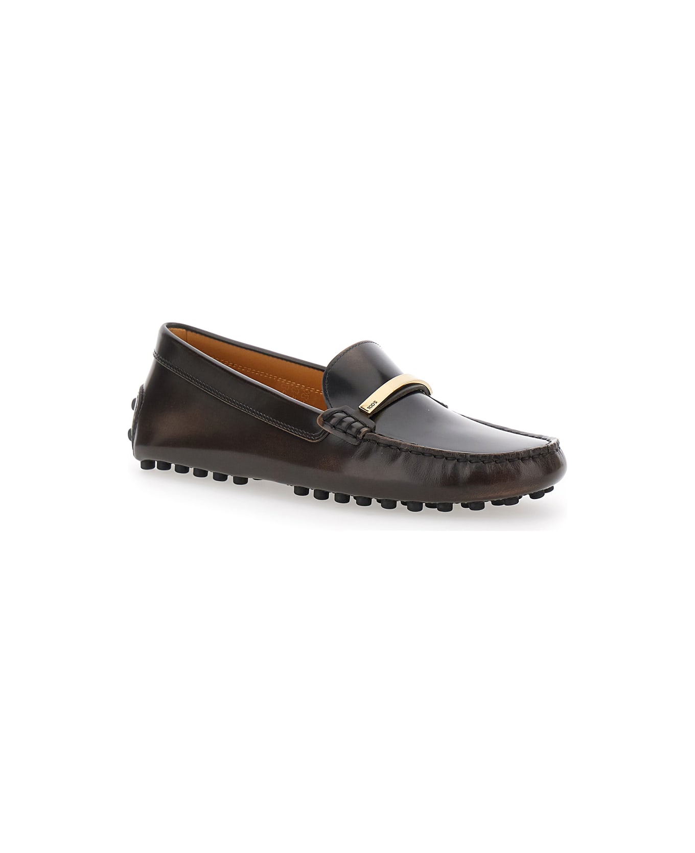 Tod's 'gommino' Brown Loafers With Engraved Logo In Leather Woman - Brown
