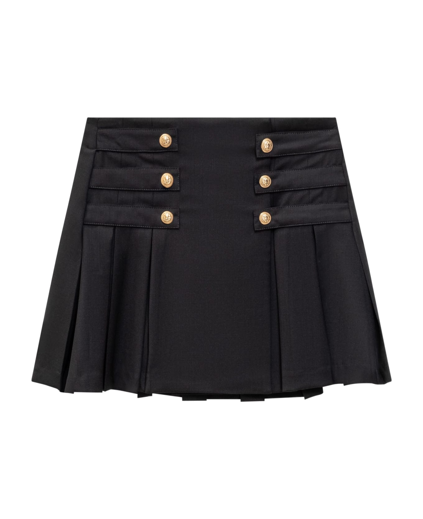 Balmain Skirt With Pleated - BLACK