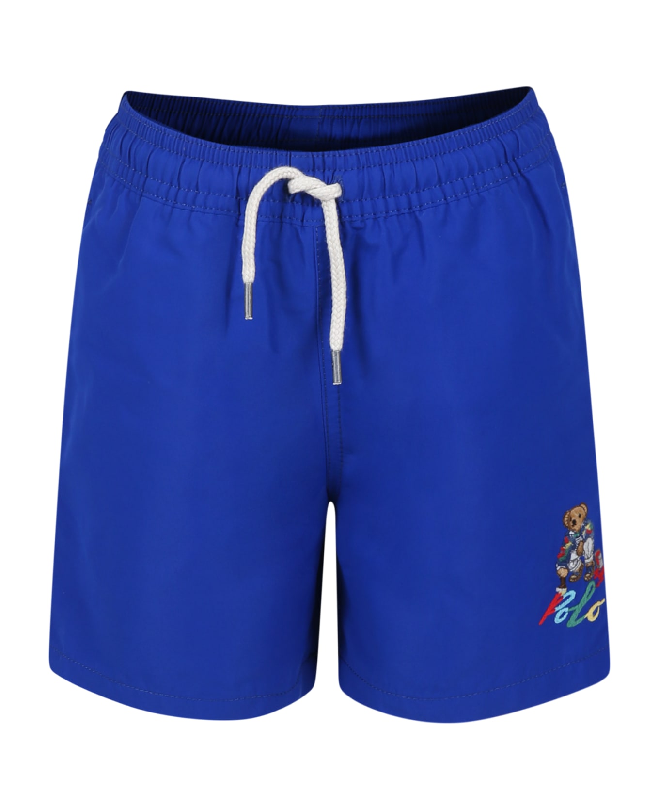 Ralph Lauren Blue Swimsuit For Boy With Polo Bear - Blue