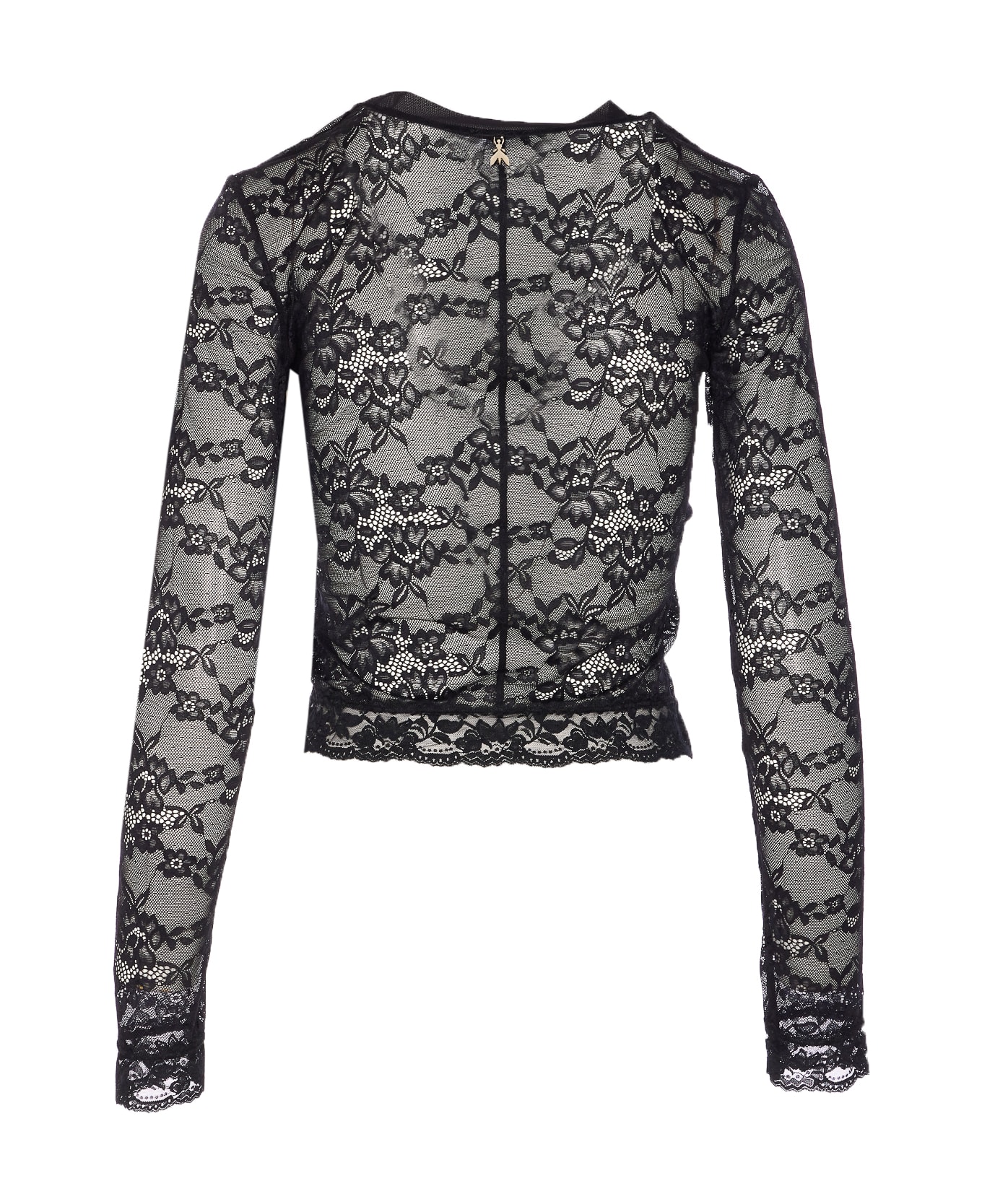 Patrizia Pepe Lace Long Sleeves T-shirt - Black