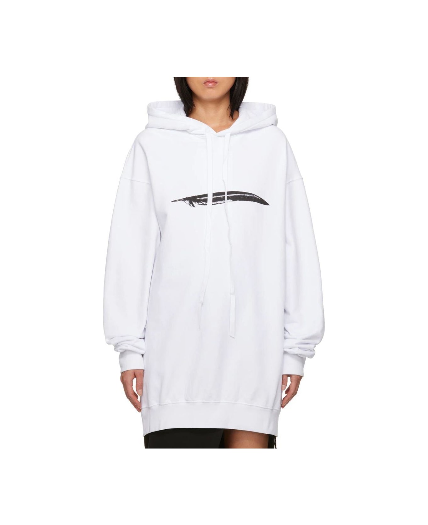 Ann Demeulemeester Annemarie Feather Printed Hoodie - WHITE