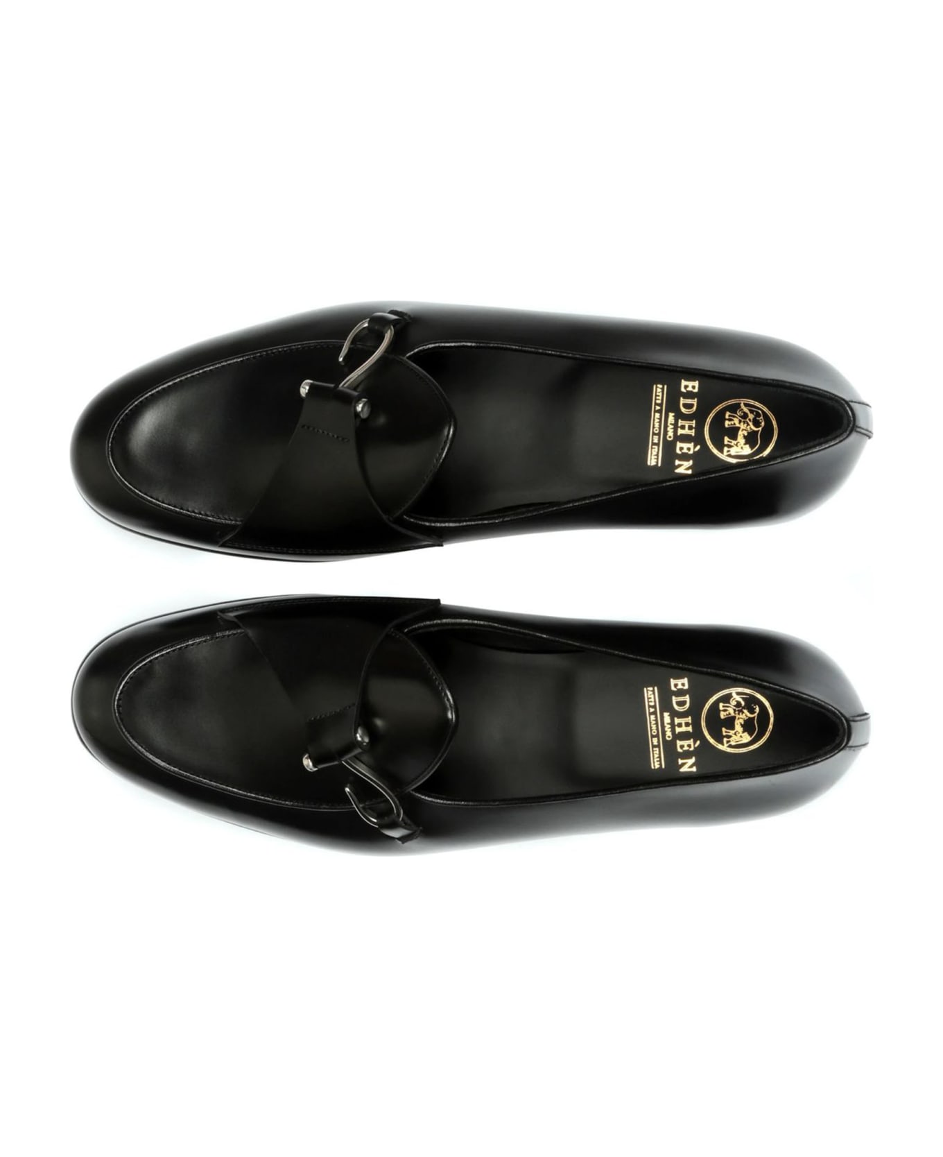 Edhen Milano Black Calf Leather Comporta Loafers - Black