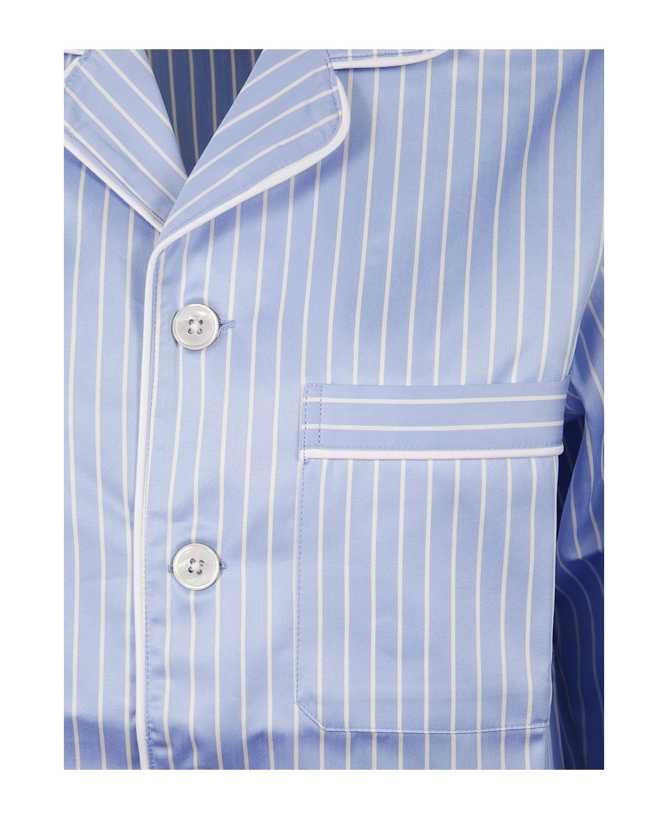Tekla Striped Pajama Shirt - Blue
