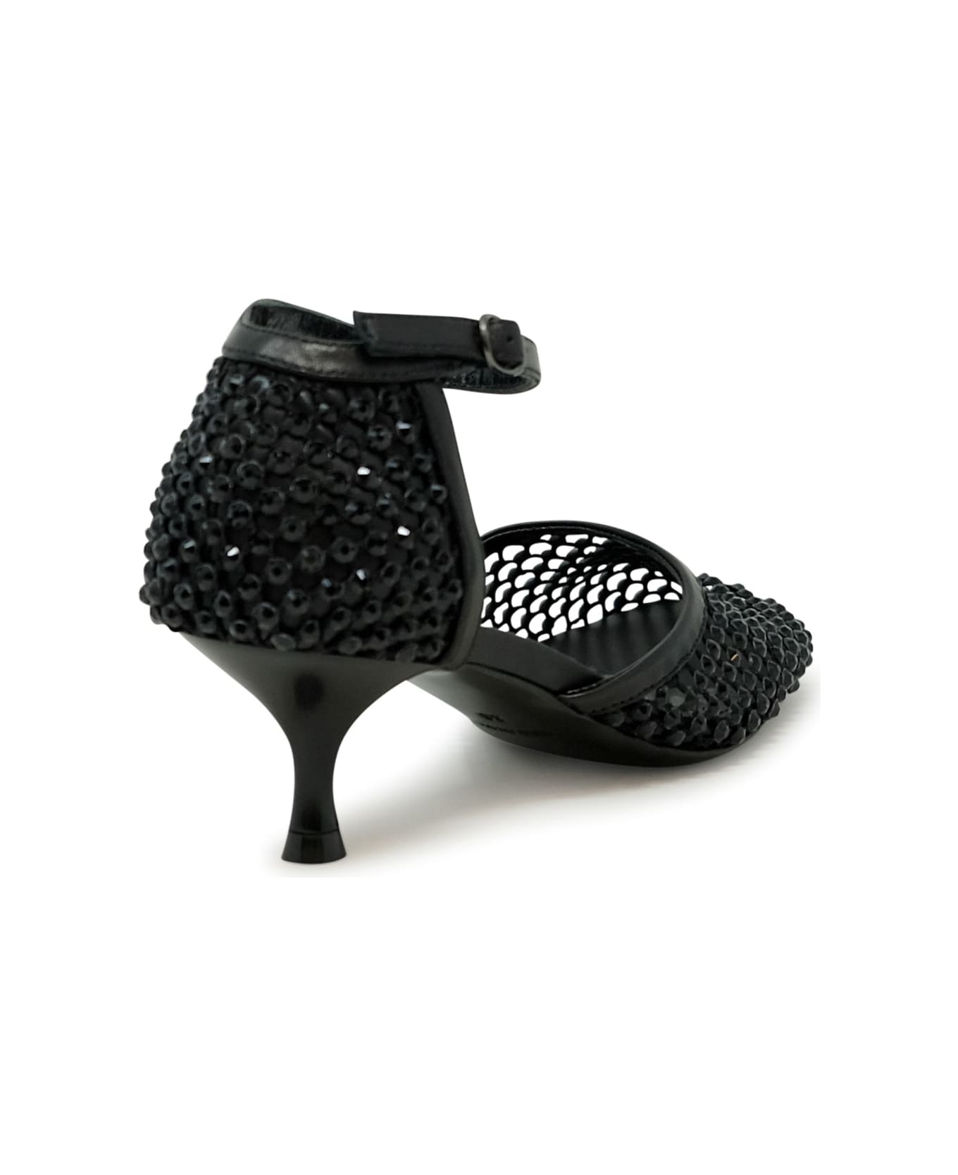 Elena Iachi Leather/glitter Sandals - BLACK