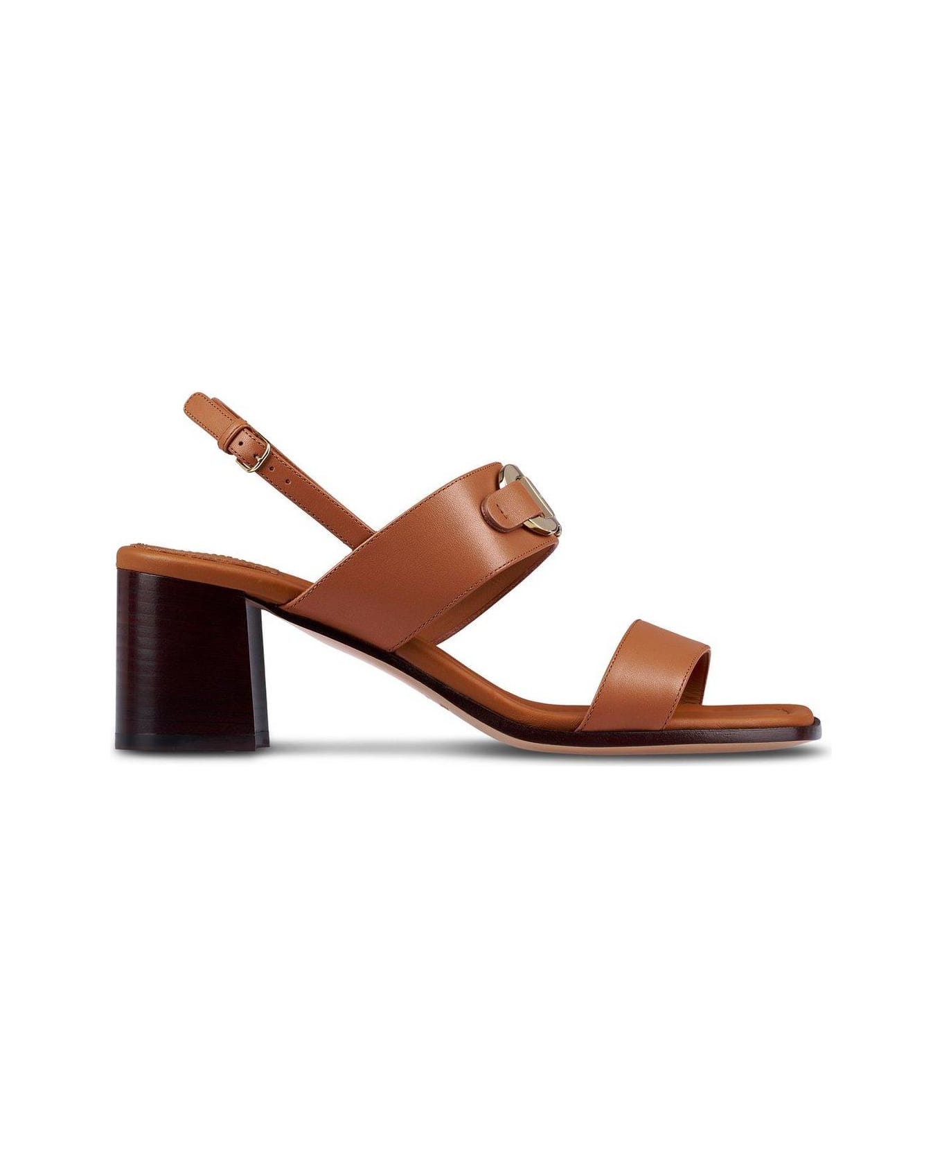 Ferragamo Gancini-buckle Square-toe Sandals - Marrone
