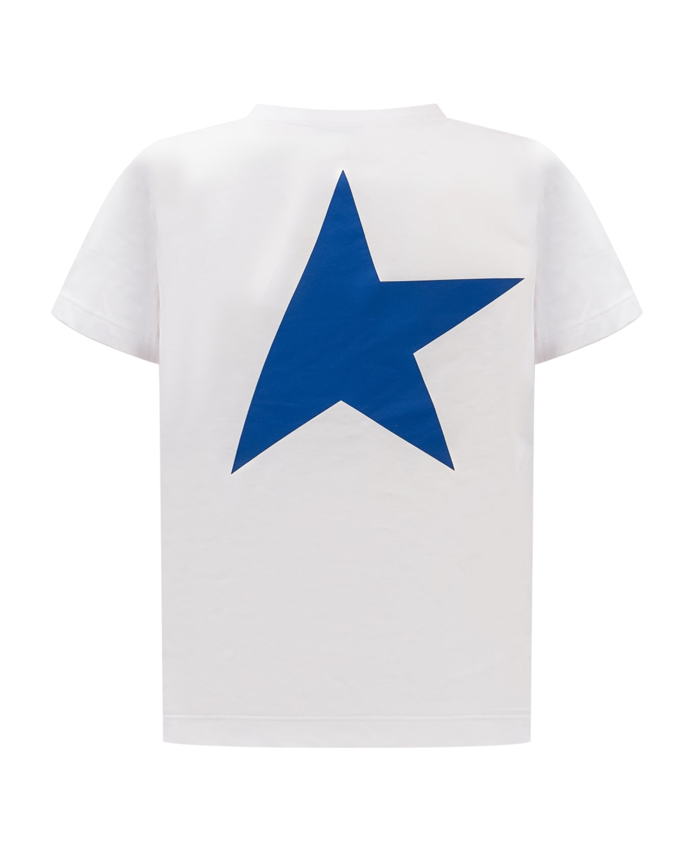 Golden Goose T-shirt With Logo - WHITE/BLUE ROYAL