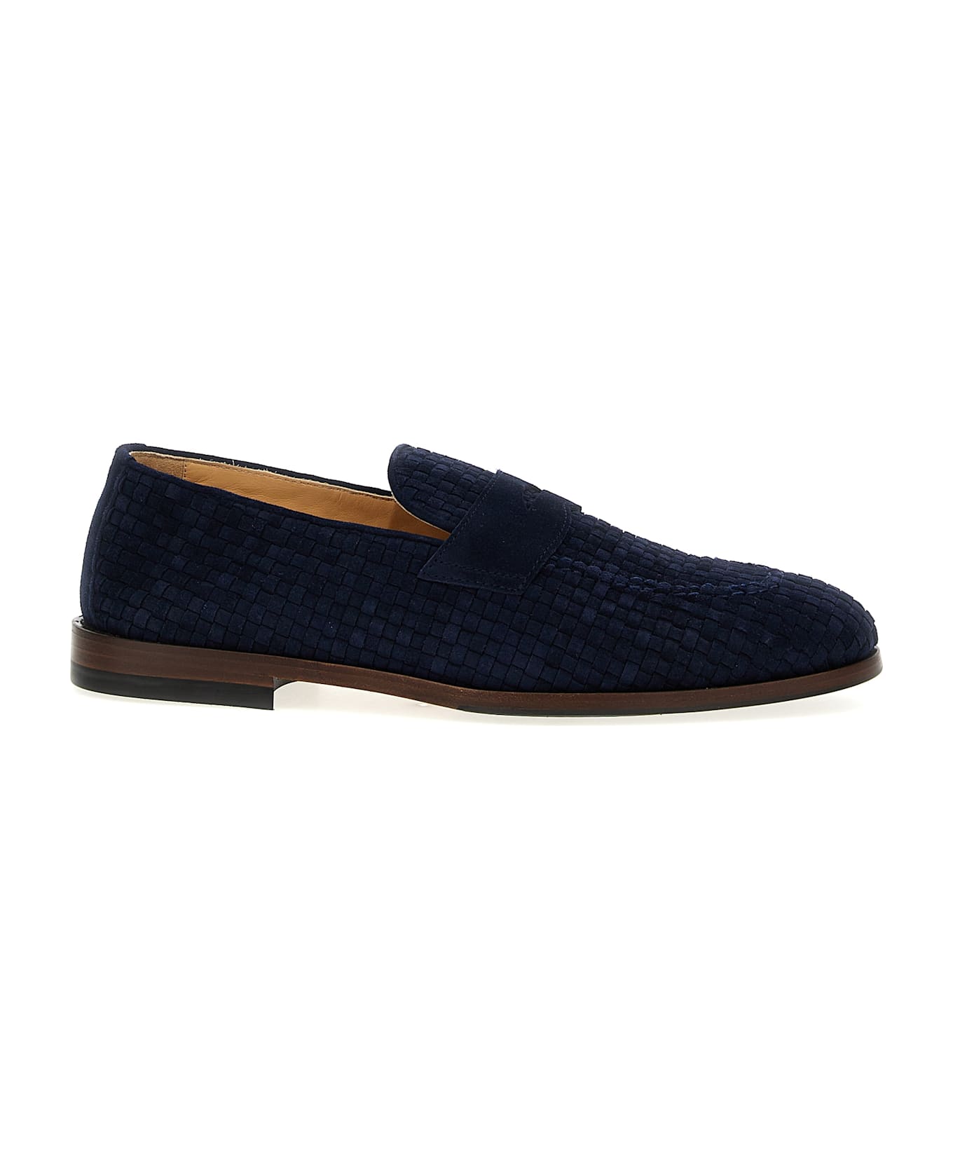 Brunello Cucinelli Woven Suede Loafers - Midnight Blue