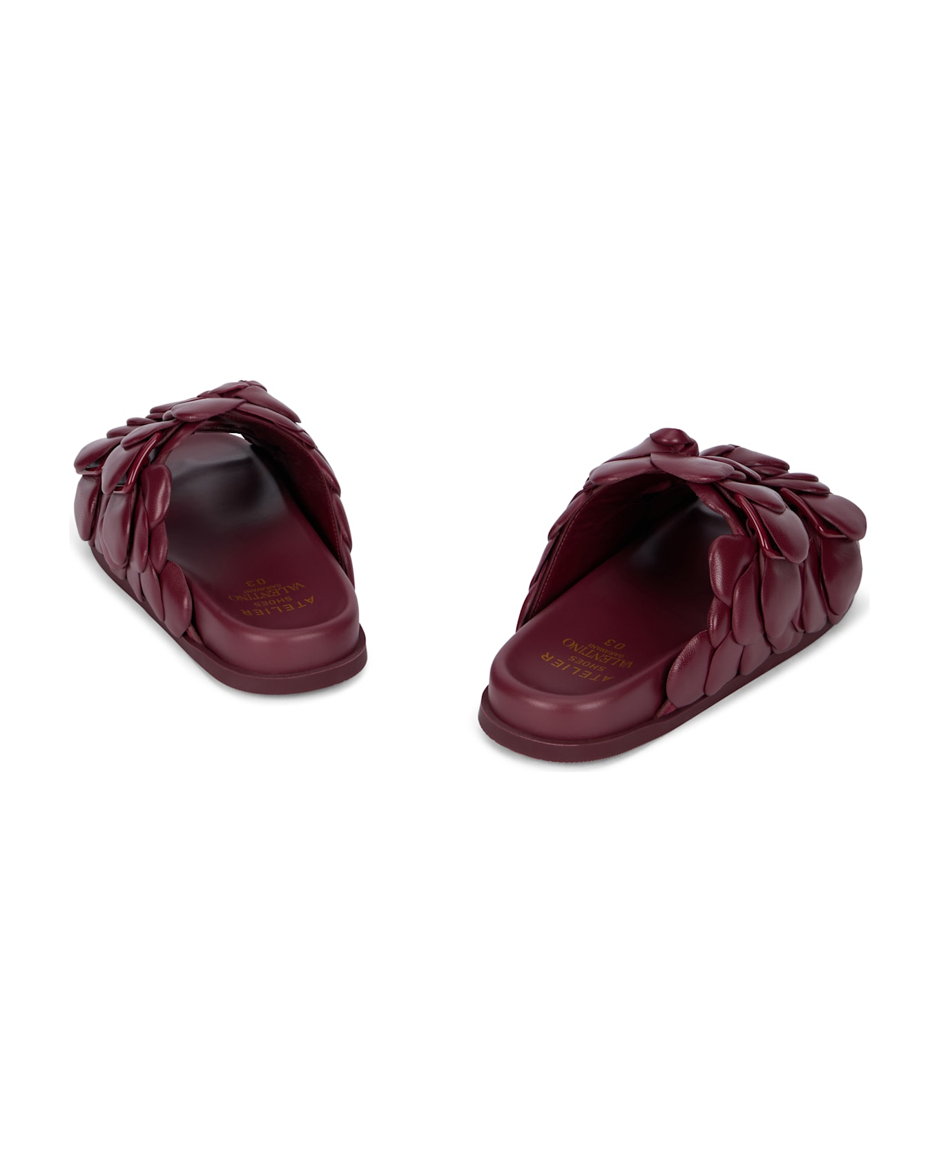 Valentino Garavani Slides In Leather - Burgundy
