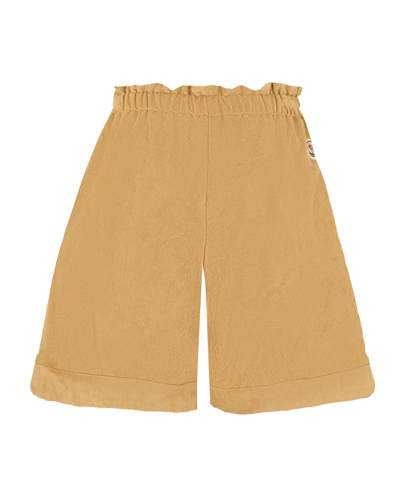 Moncler Beige Shorts For Girl With Logo - Beige
