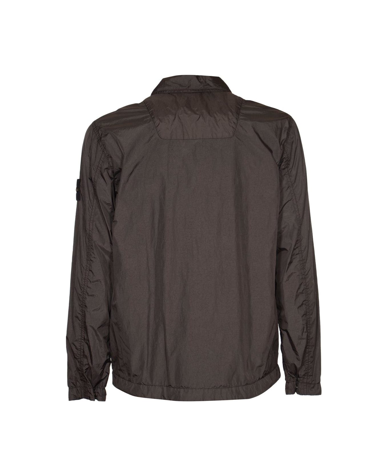 Stone Island Crinkle Reps Zipped Shirt Jacket - CHARCOAL