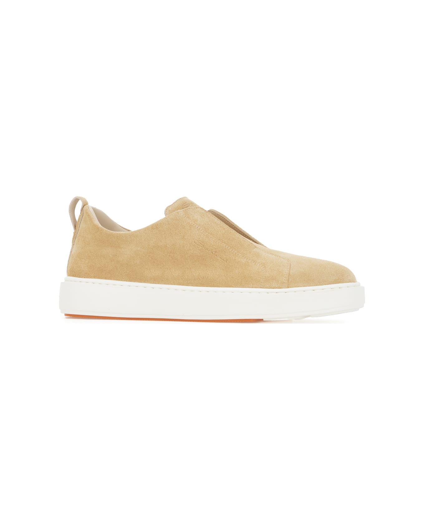 Santoni Beige Suede Slip Ons - Beige
