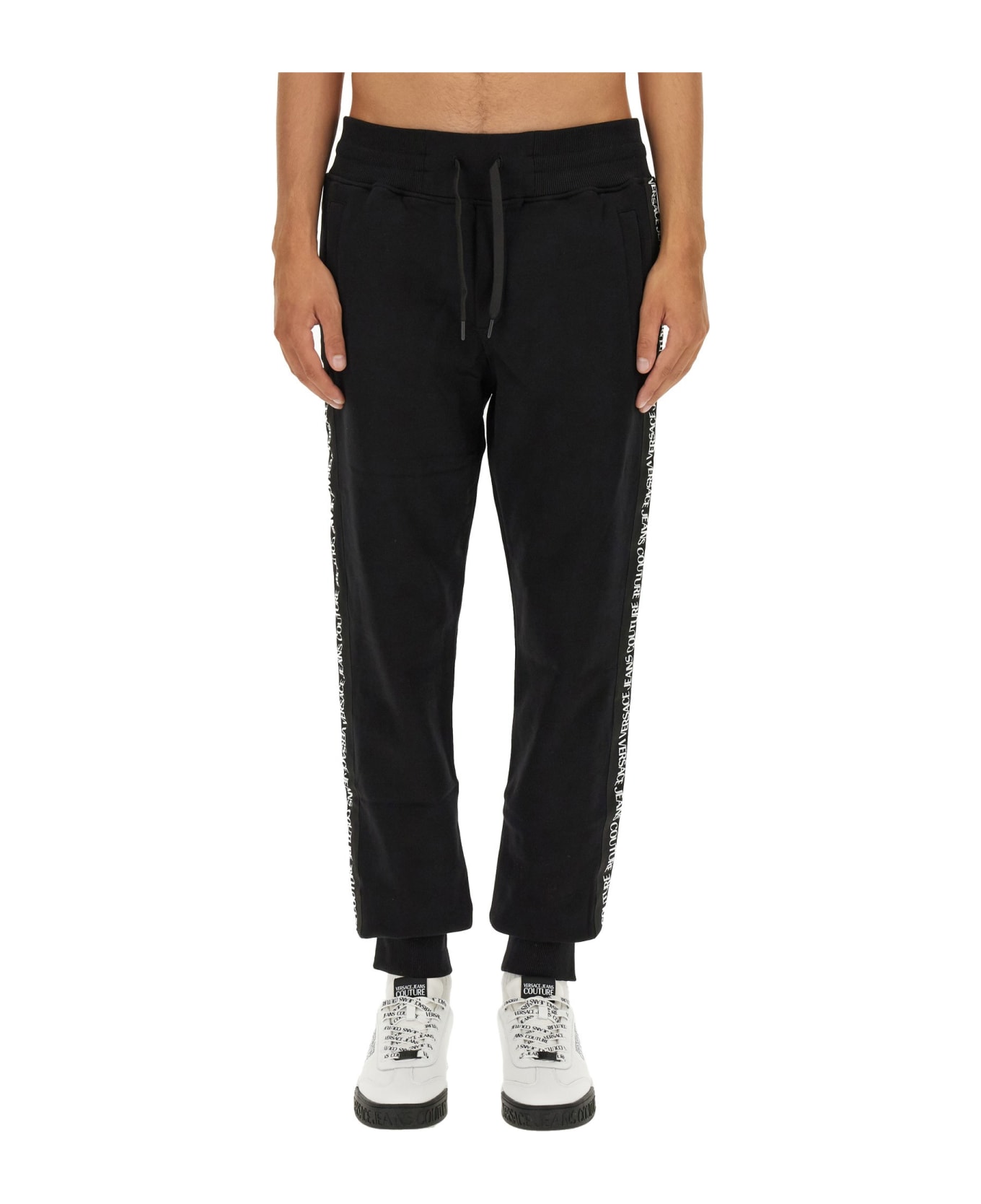 Versace Jeans Couture Sweatpants With Branded Side Stripes - NERO