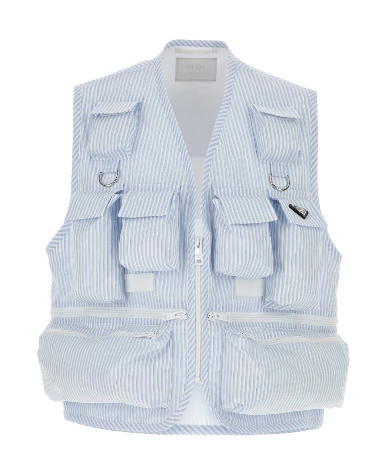 Prada Embroidered Poplin Vest - BIANCOCIELO