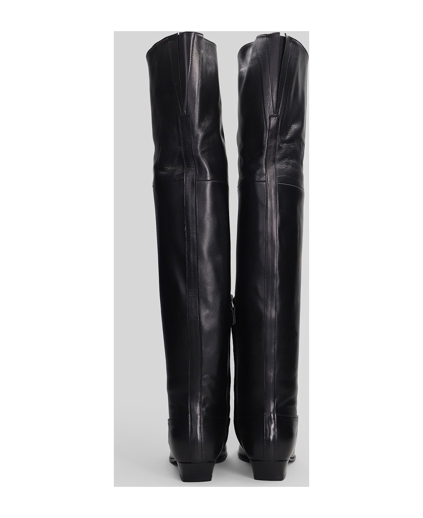 Julie Dee Low Heels Boots In Black Leather - black