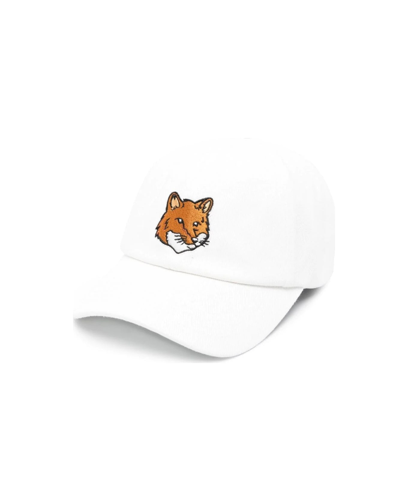 Maison Kitsuné Large Fox Head 6p Cap - White