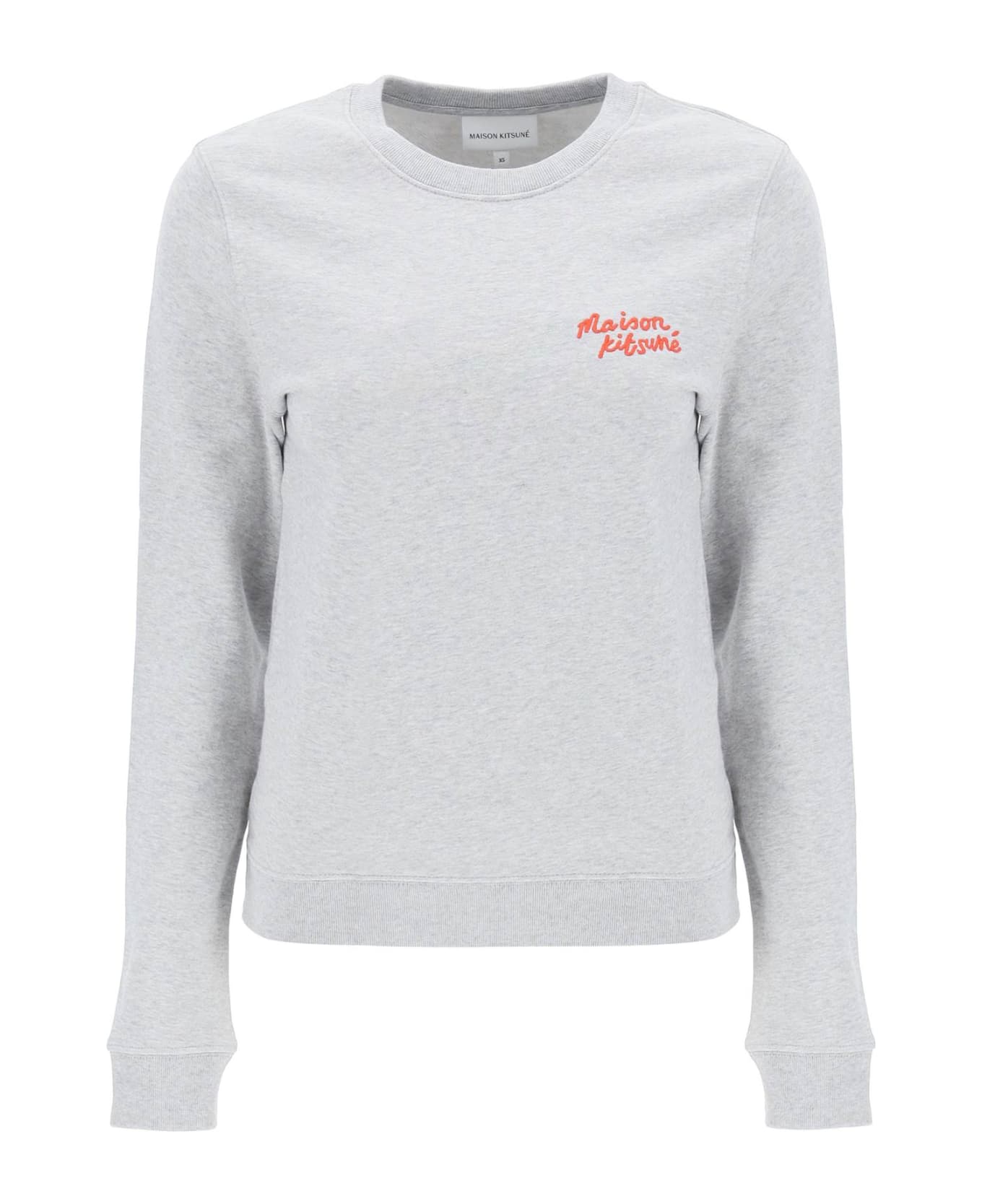 Maison Kitsuné Crew-neck Sweatshirt With Logo Lettering - LIGHT GREY MELANGE (Grey)