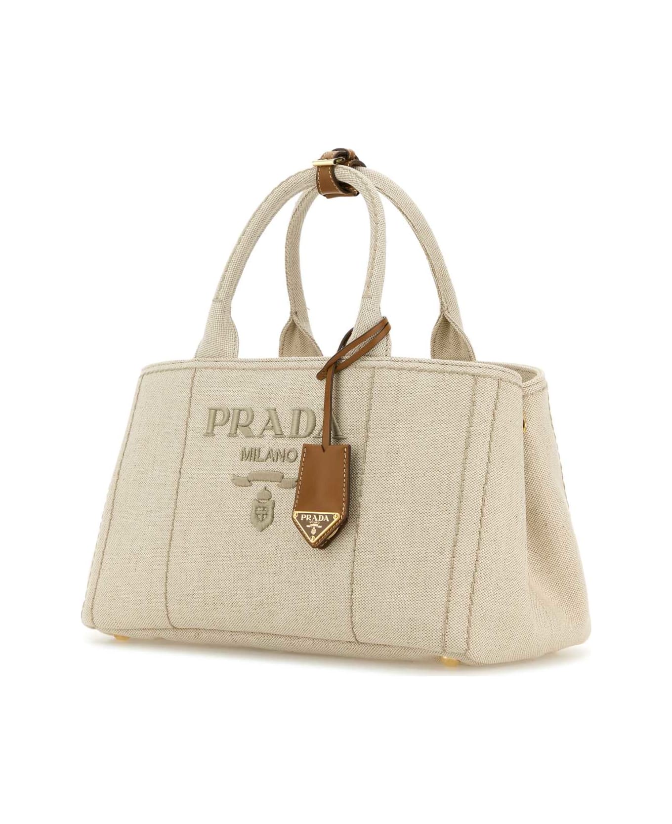 Prada Sand Canvas Shopping Bag - NATURALE