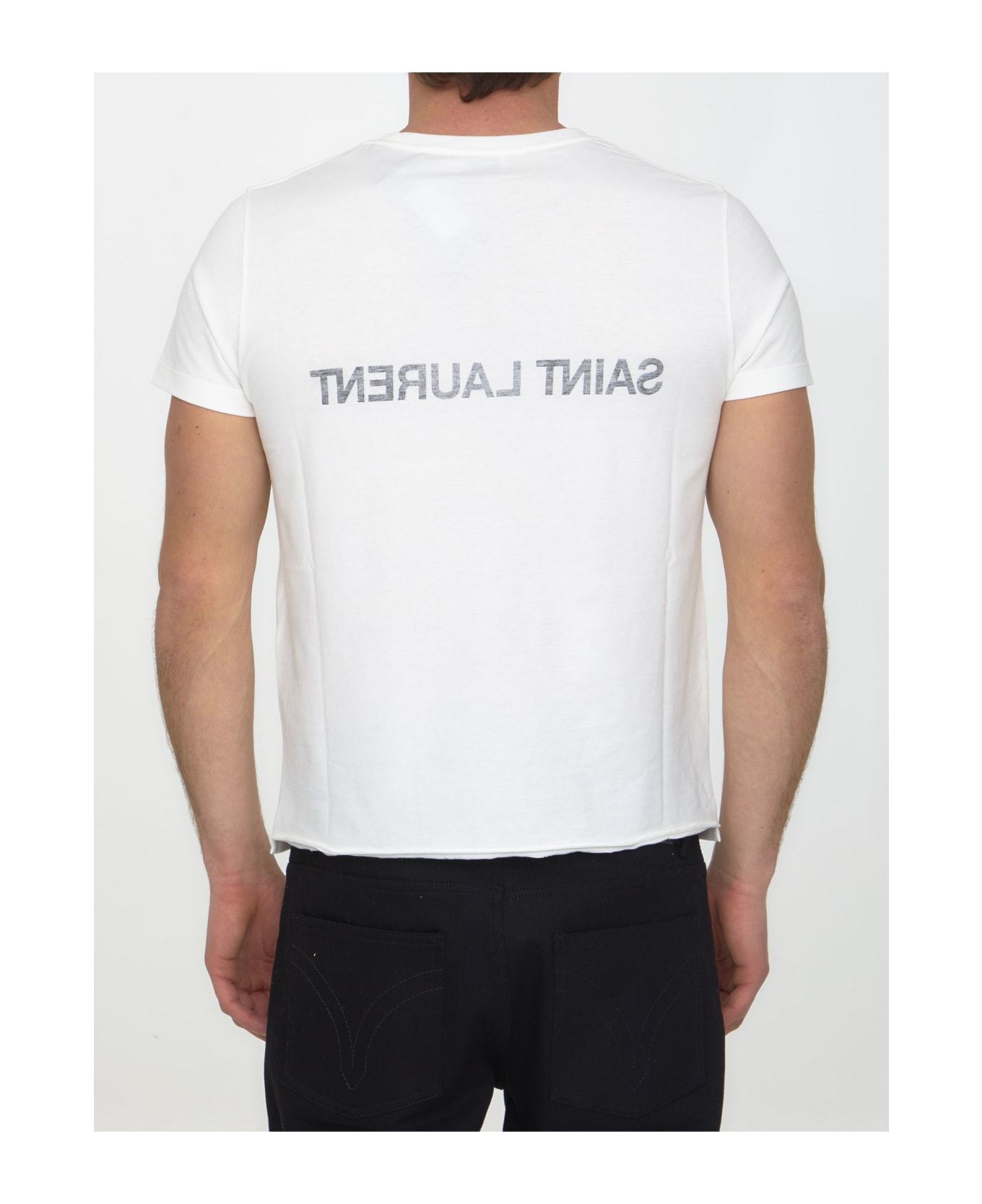 Saint Laurent Reverse Logo T-shirt - Naturel Noir