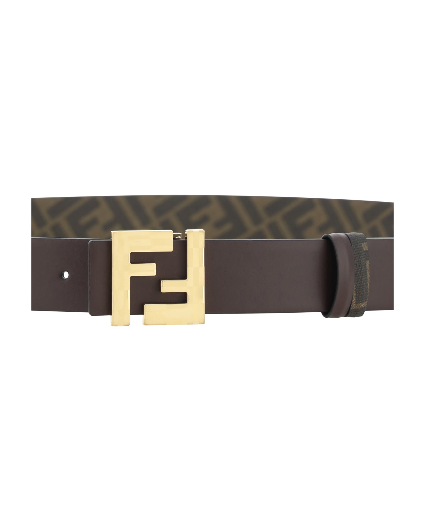 Fendi 'squared Ff' Reversible Belt - Ebano+tbmr+oro