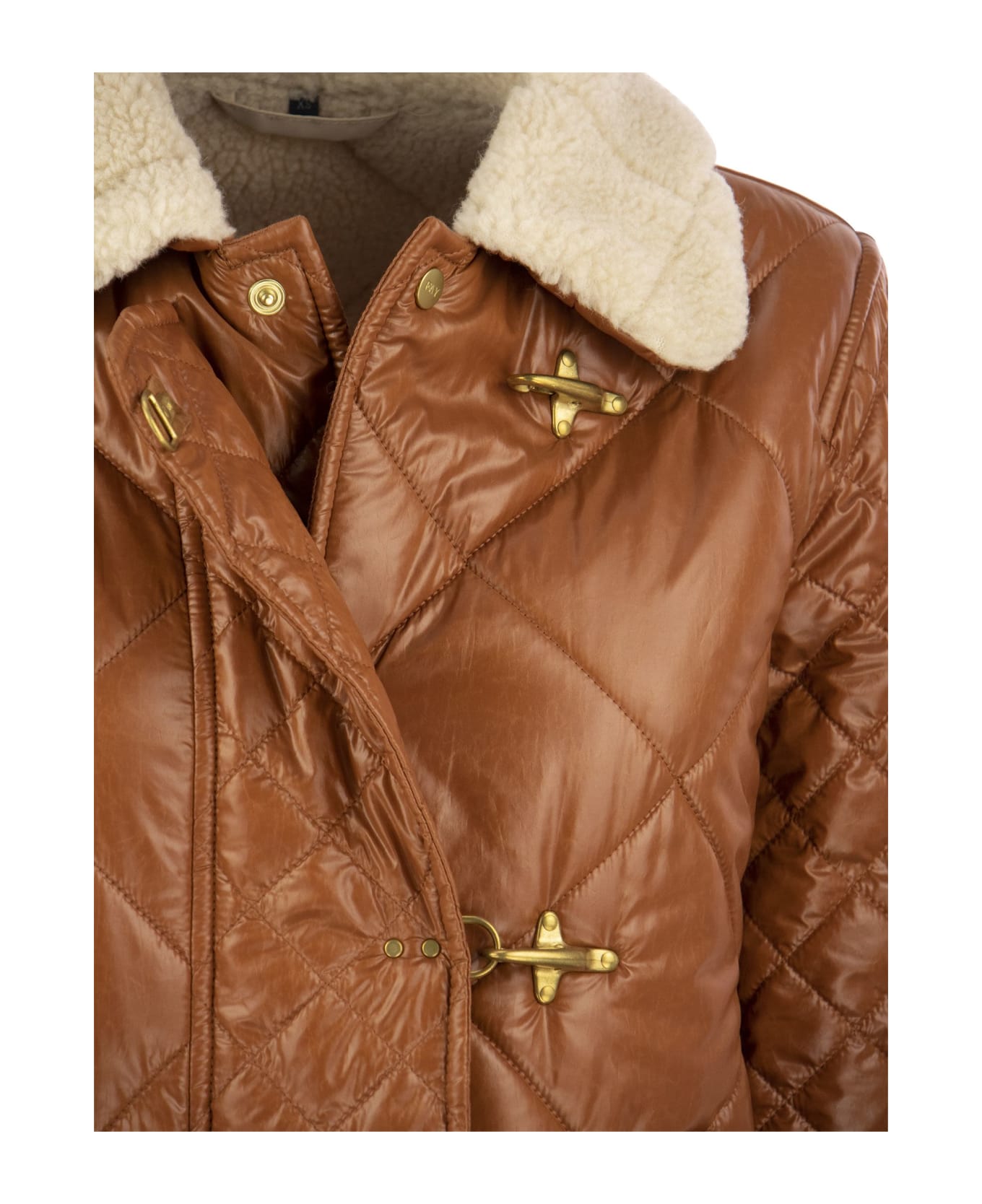 Fay 3 Quilted Hooks With Shearling Effect Inserts - Caramel
