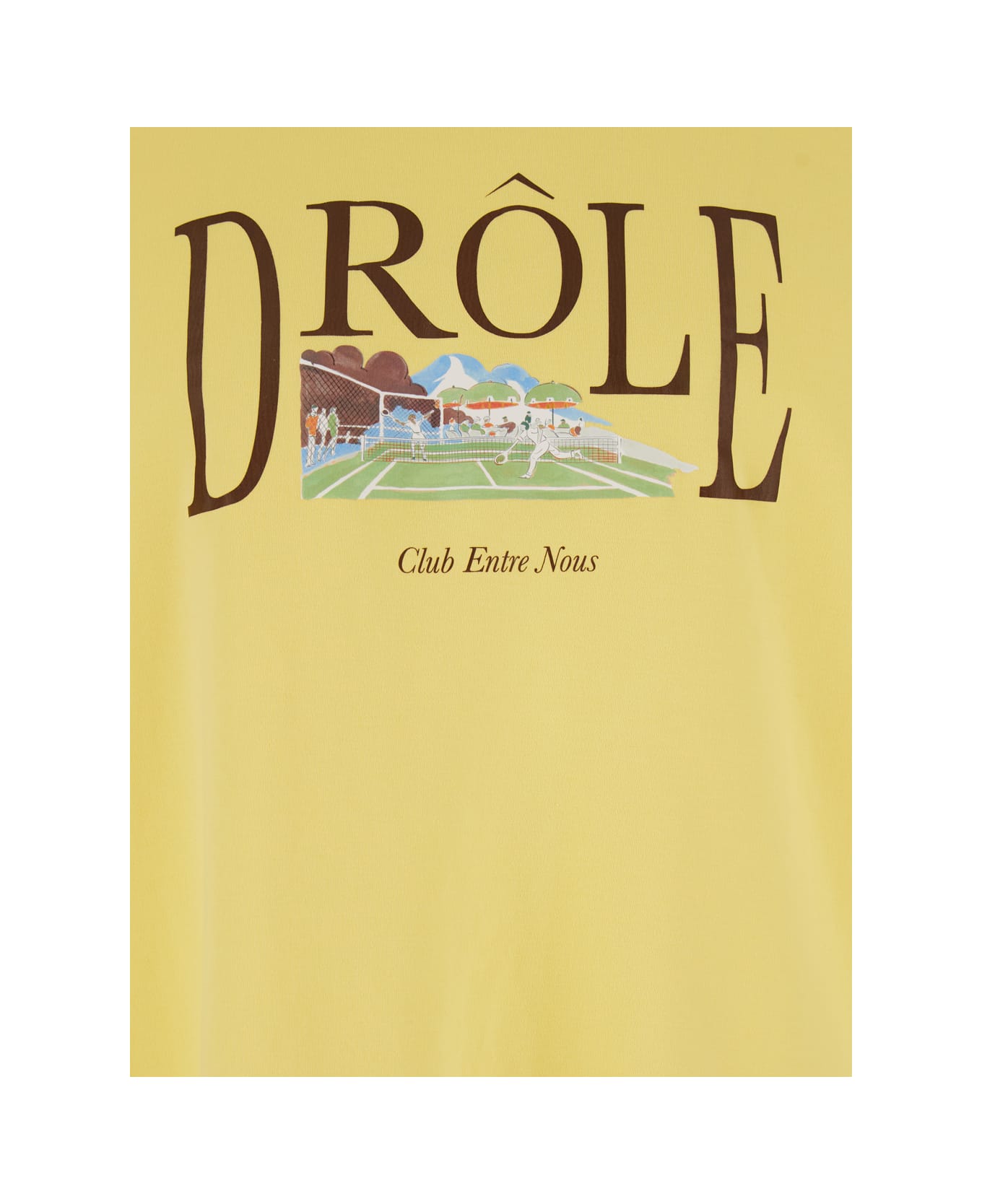 Drôle de Monsieur 
le T-shirt Tennis Court
 Yellow Crewneck T-shirt With Maxi Print On The Front In Cotton Man - Yellow