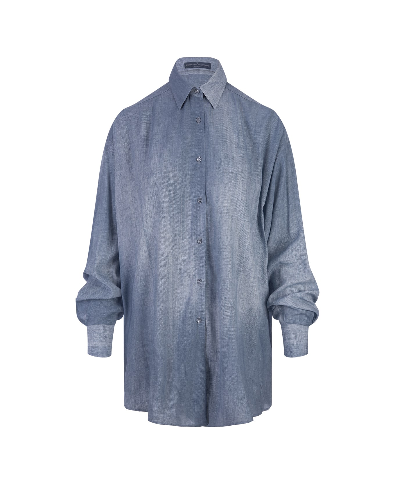 Ermanno Scervino Over Marocain Denim Print Shirt - Blue シャツ