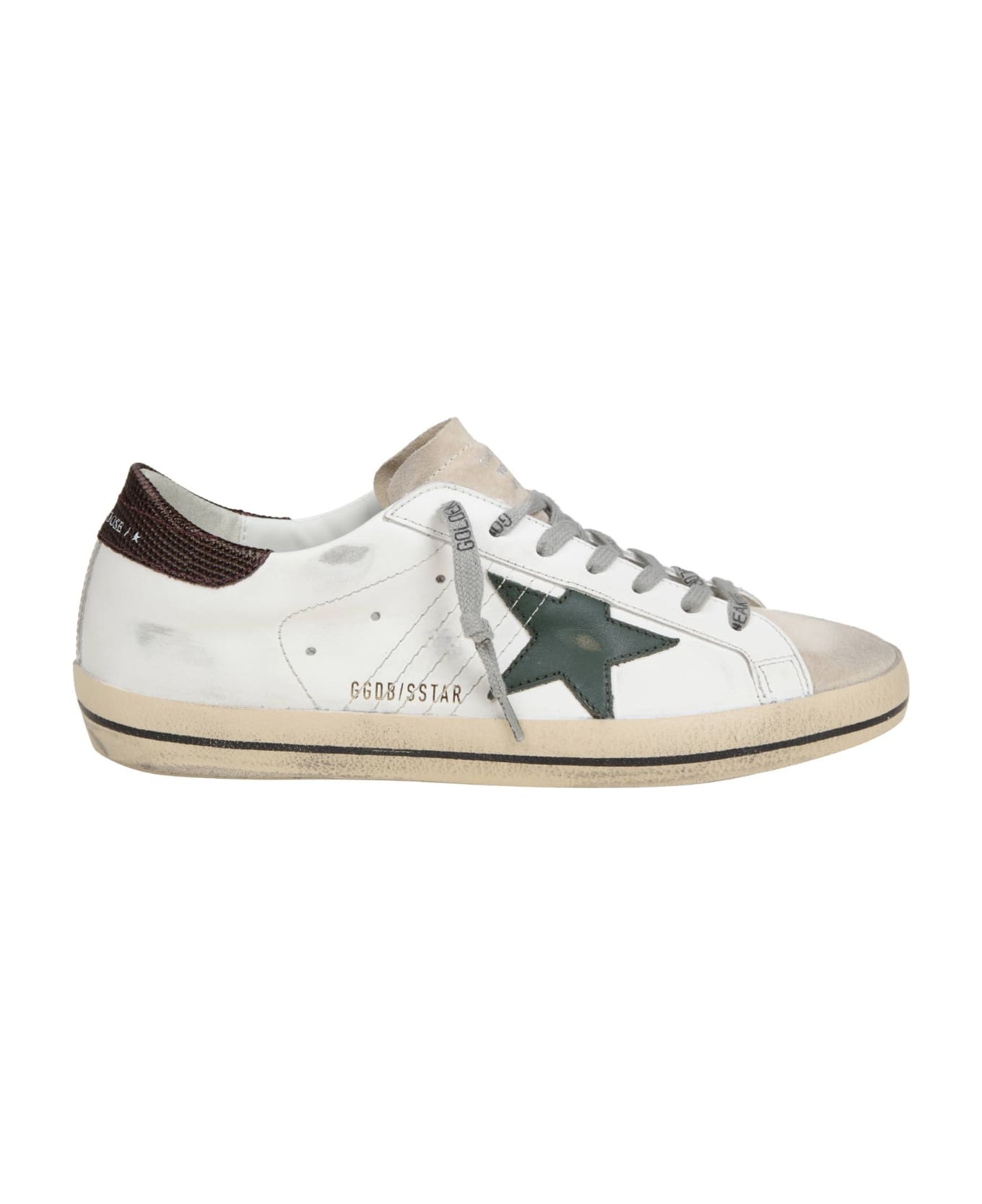 Golden Goose Super Star In White And Green Leather And Suede - WHT/GREEN BROWN