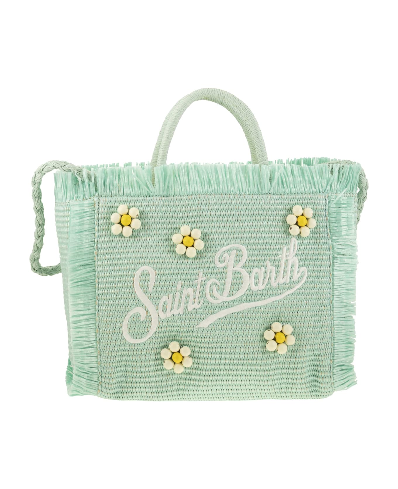 MC2 Saint Barth Colette - Straw-effect Bag With Embroidered Logo - Water Green