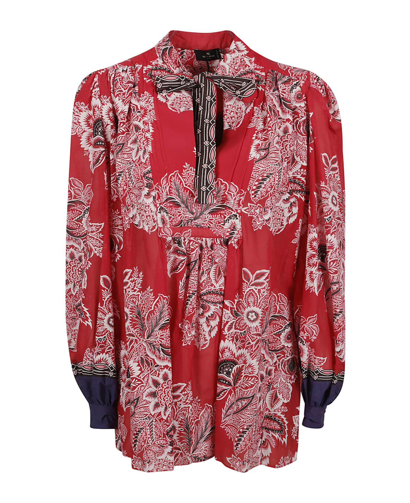 Etro Floral Print Tie-neck Blouse - Red ブラウス
