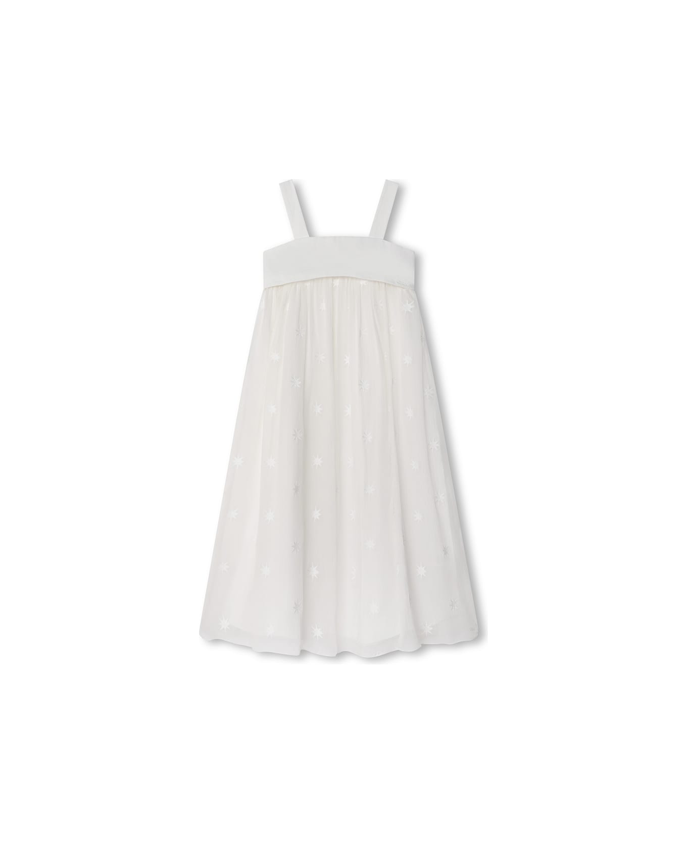 Chloé White Silk Dress With Stars Embroidery - White