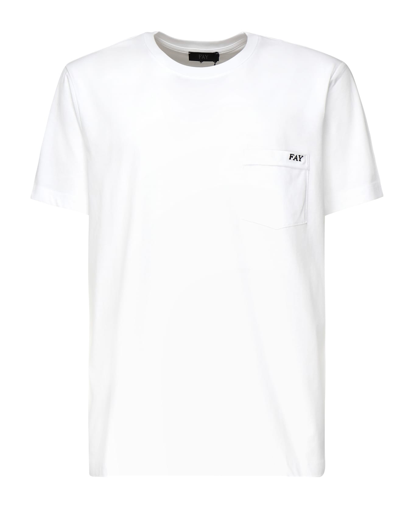 Fay T-shirt With Embroidered Logo - White