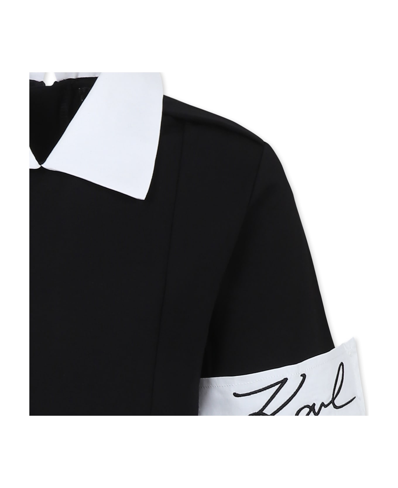 Karl Lagerfeld Kids Black Dress For Girl With Logo - Black