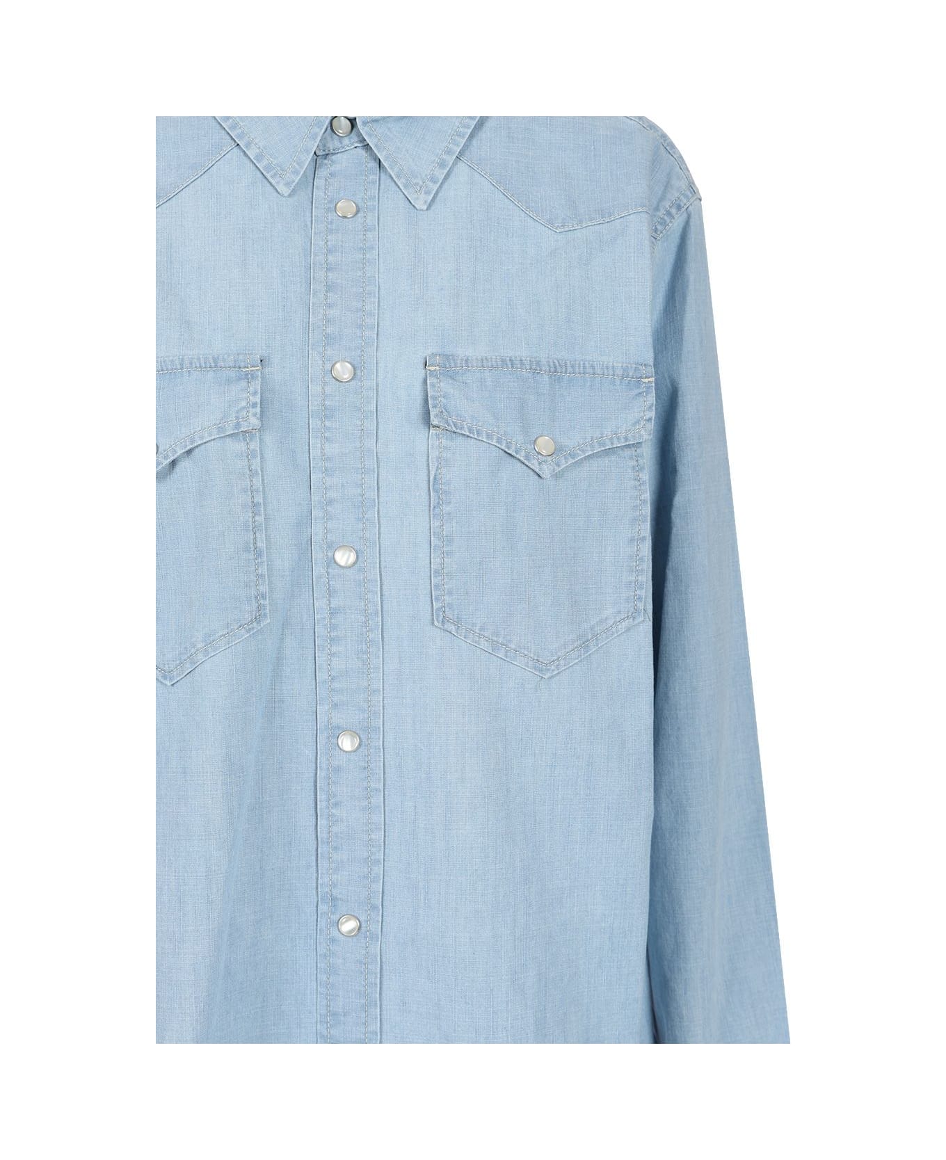 Isabel Marant 'vasco' Shirt In Light Wash Denim - Light blue