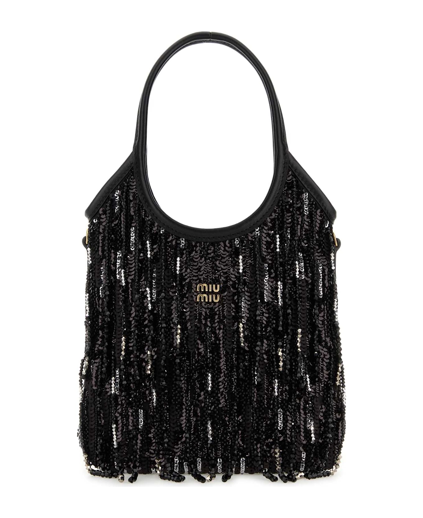 Miu Miu Embellished Fabric Handbag - NERO