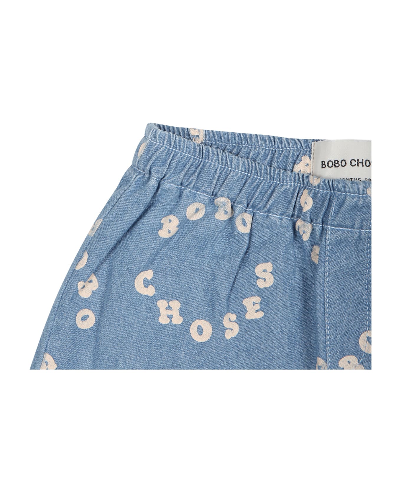 Bobo Choses Blue Shorts For Baby Boy With Logo - Denim ボトムス