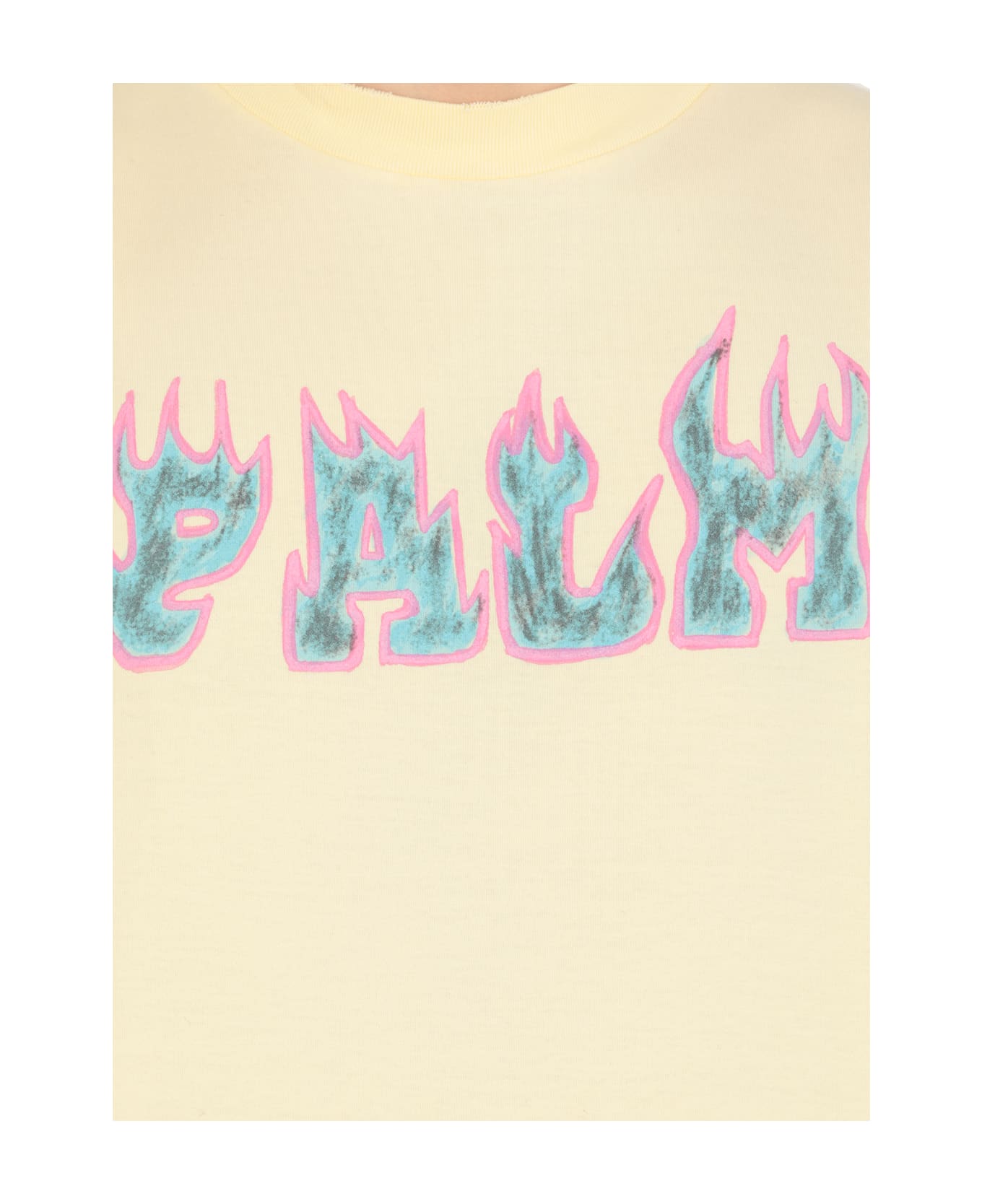 Palm Angels Logo Flames T-shirt - YELLOW