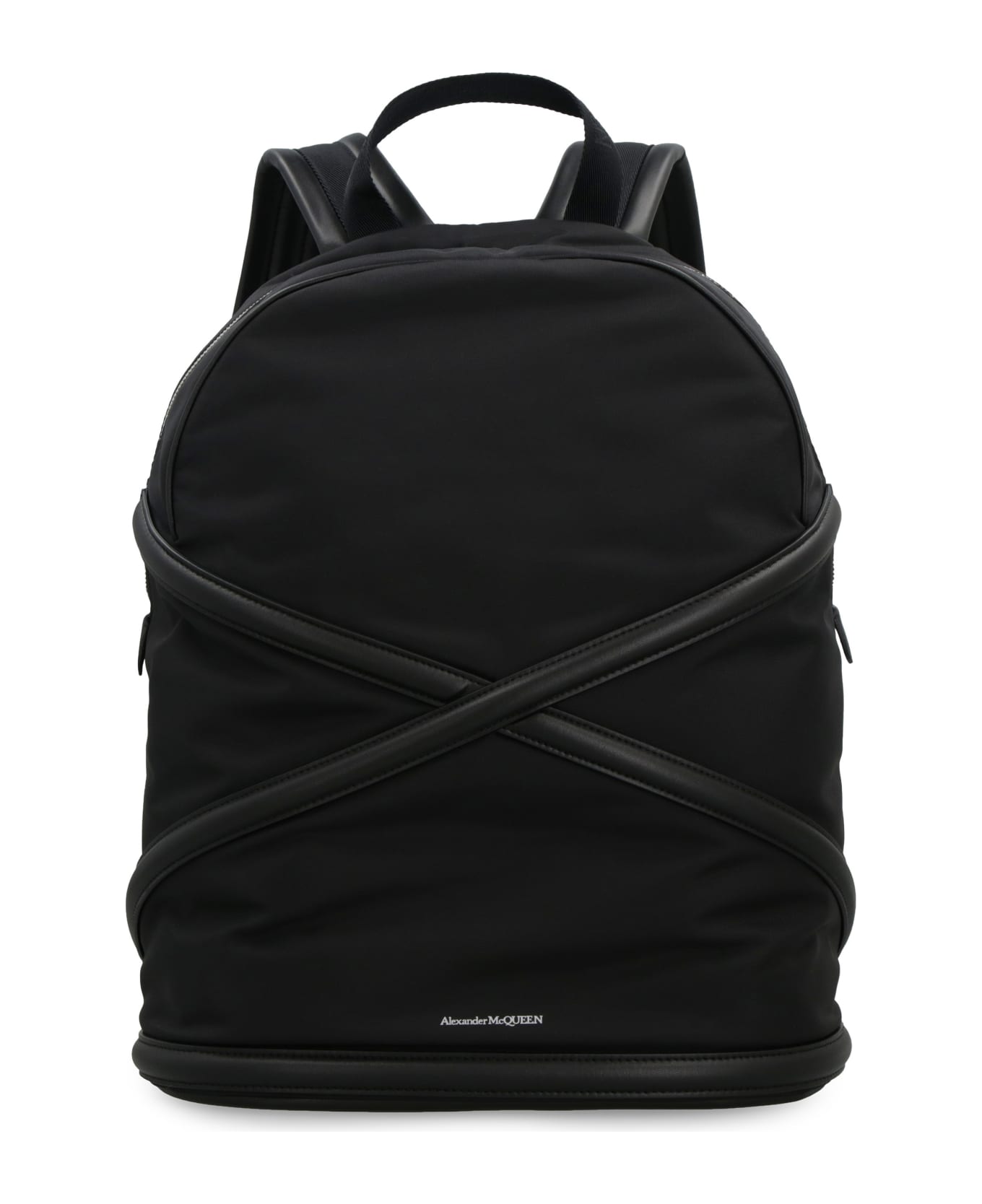 Alexander McQueen Harness Leather Details Nylon Backpack - BLACK