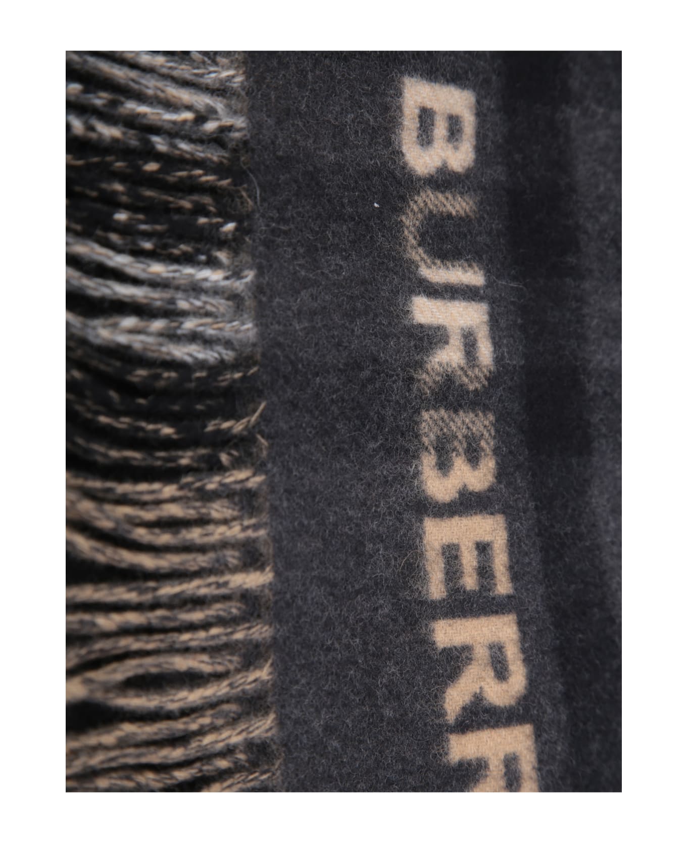 Burberry Embroidered Cashmere Scarf - Beige, black