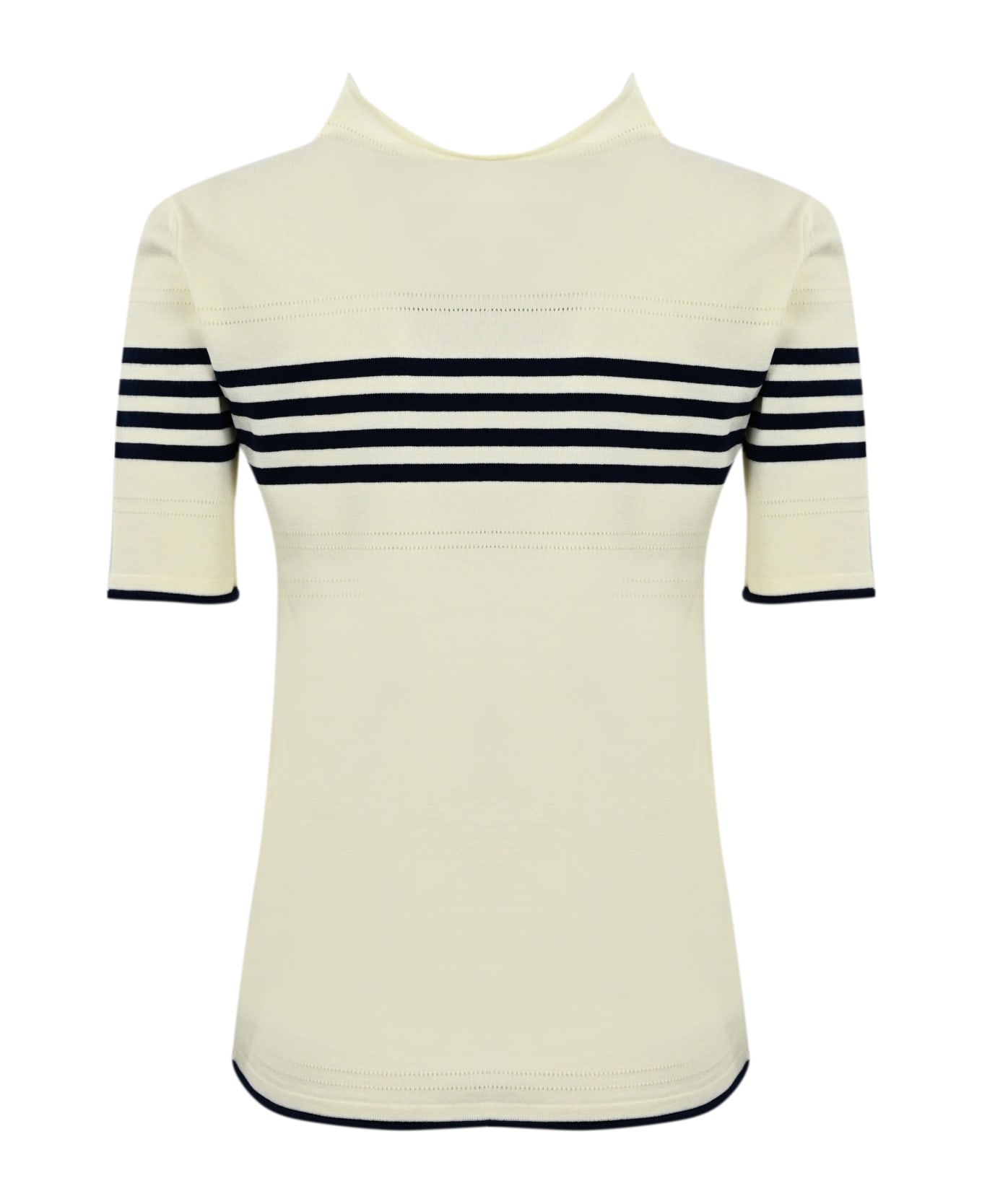 TwinSet T-shirt With High Neck And Logo - Yellow Cream
