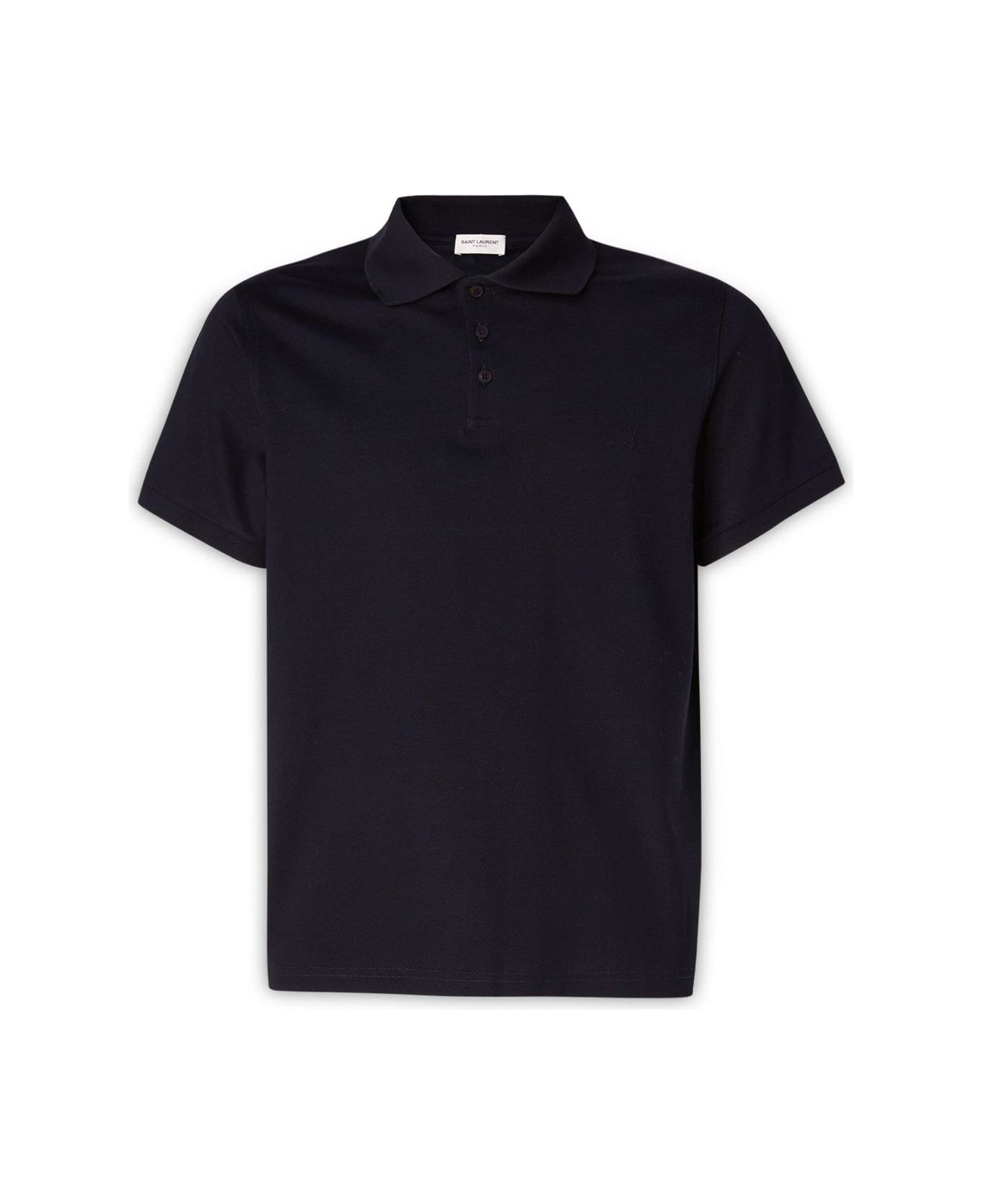 Saint Laurent Buttoned Short-sleeved Polo Shirt - Marine