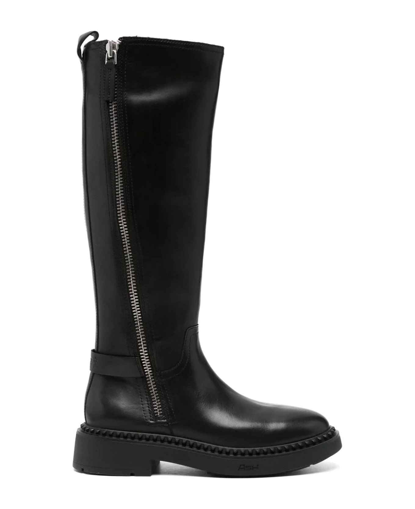 Ash Black Calf Leather Madman Boots - Black