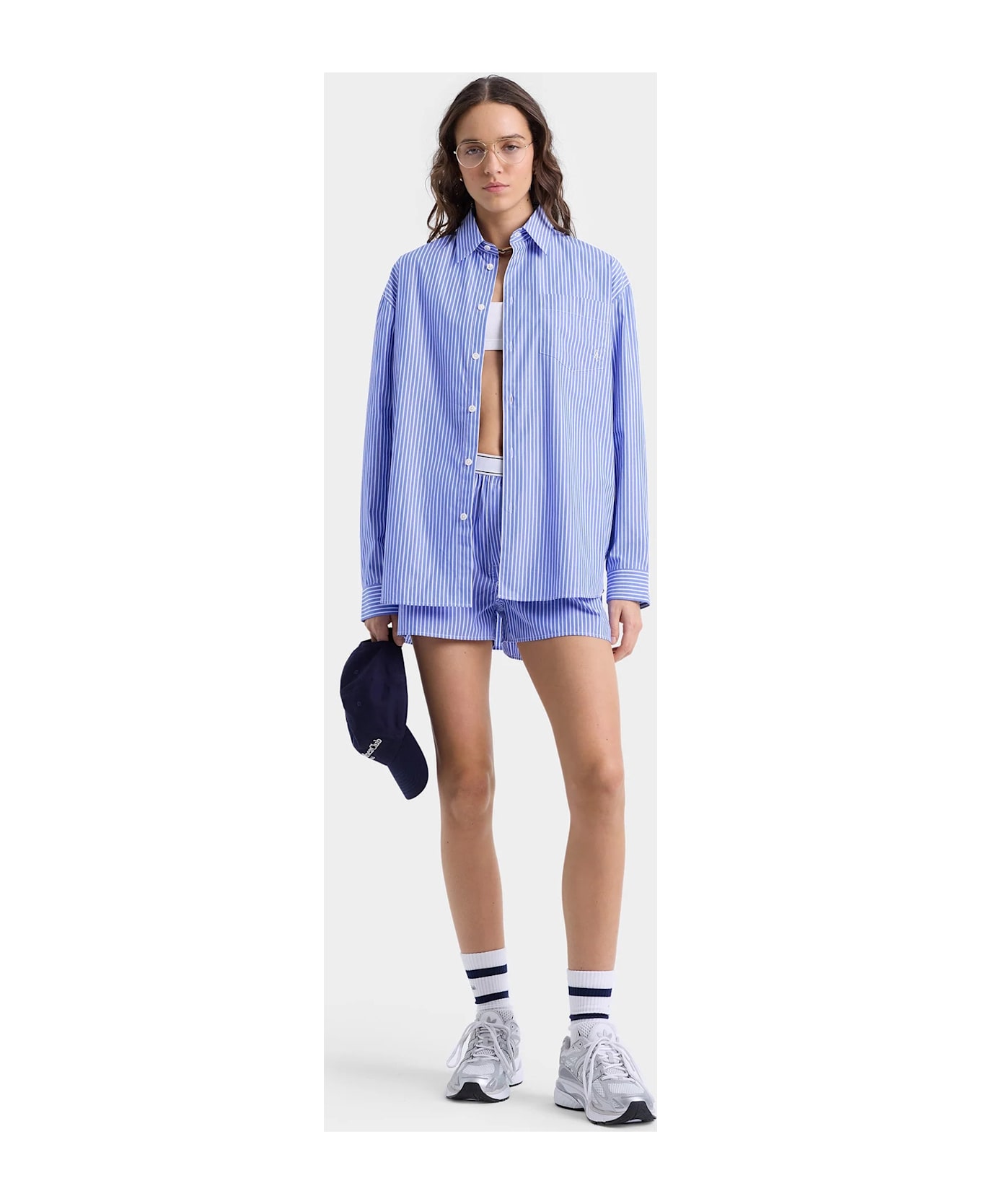 Sporty 
Rich Src Oversized Shirt - Blue Striped