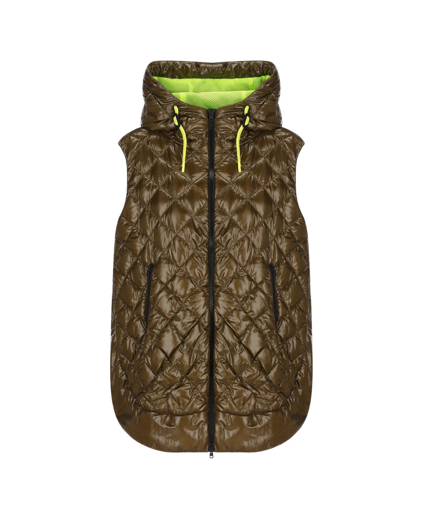Herno Quilted Sleeveless Hooded Coat - Verde Militare