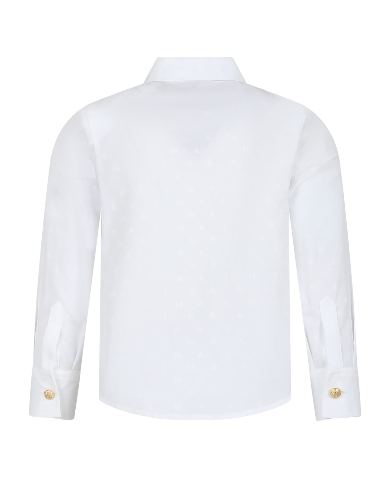 Balmain White Shirt For Girl With Logo - White シャツ