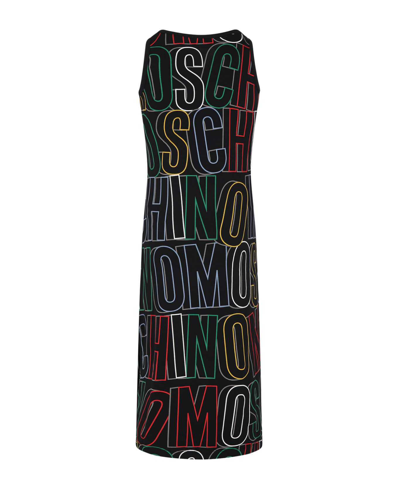 Moschino Black Dress For Girl With Logo - Black