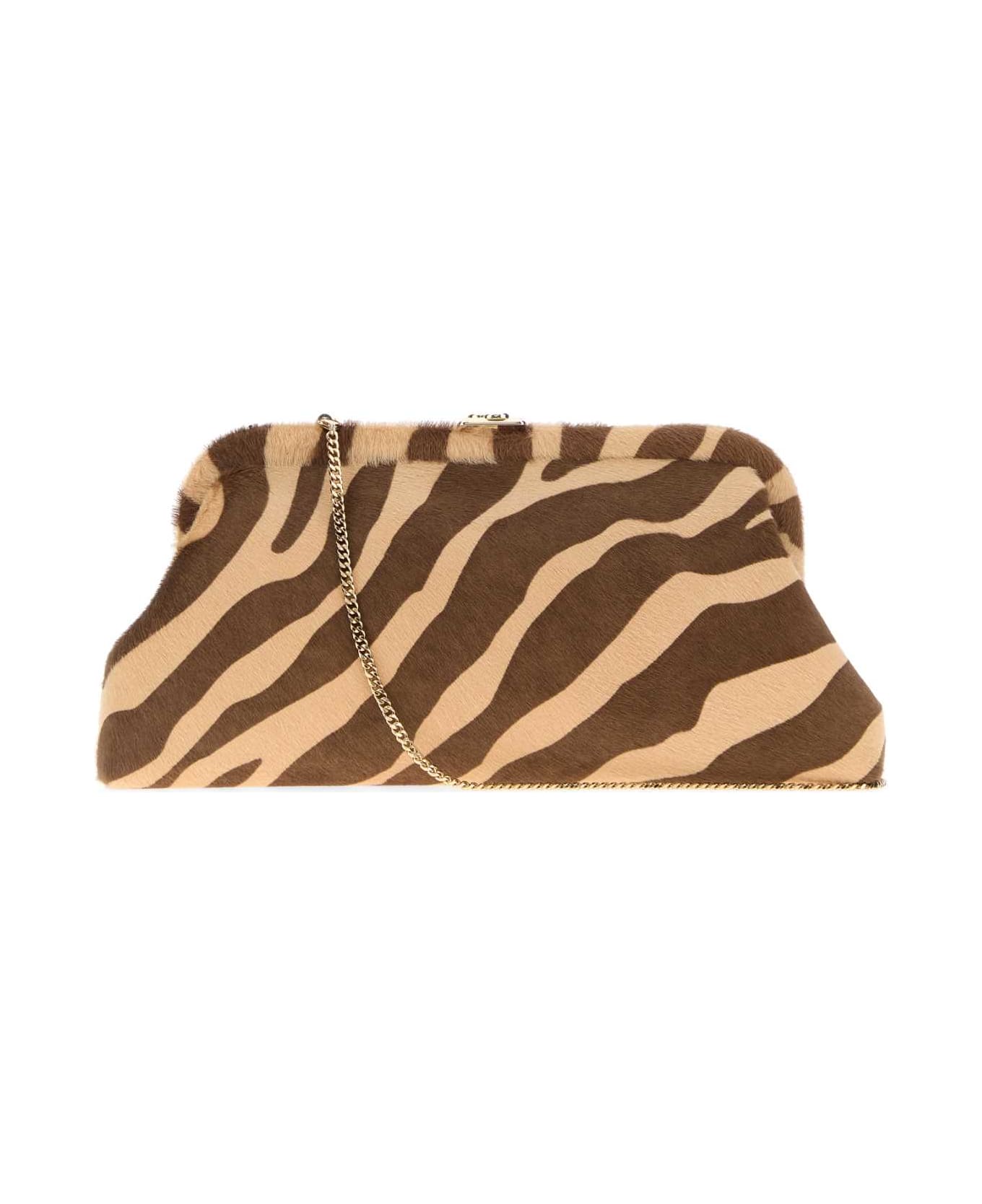Jimmy Choo Printed Calf Hair Skylar Clutch - NATURALLIGHTGOLD