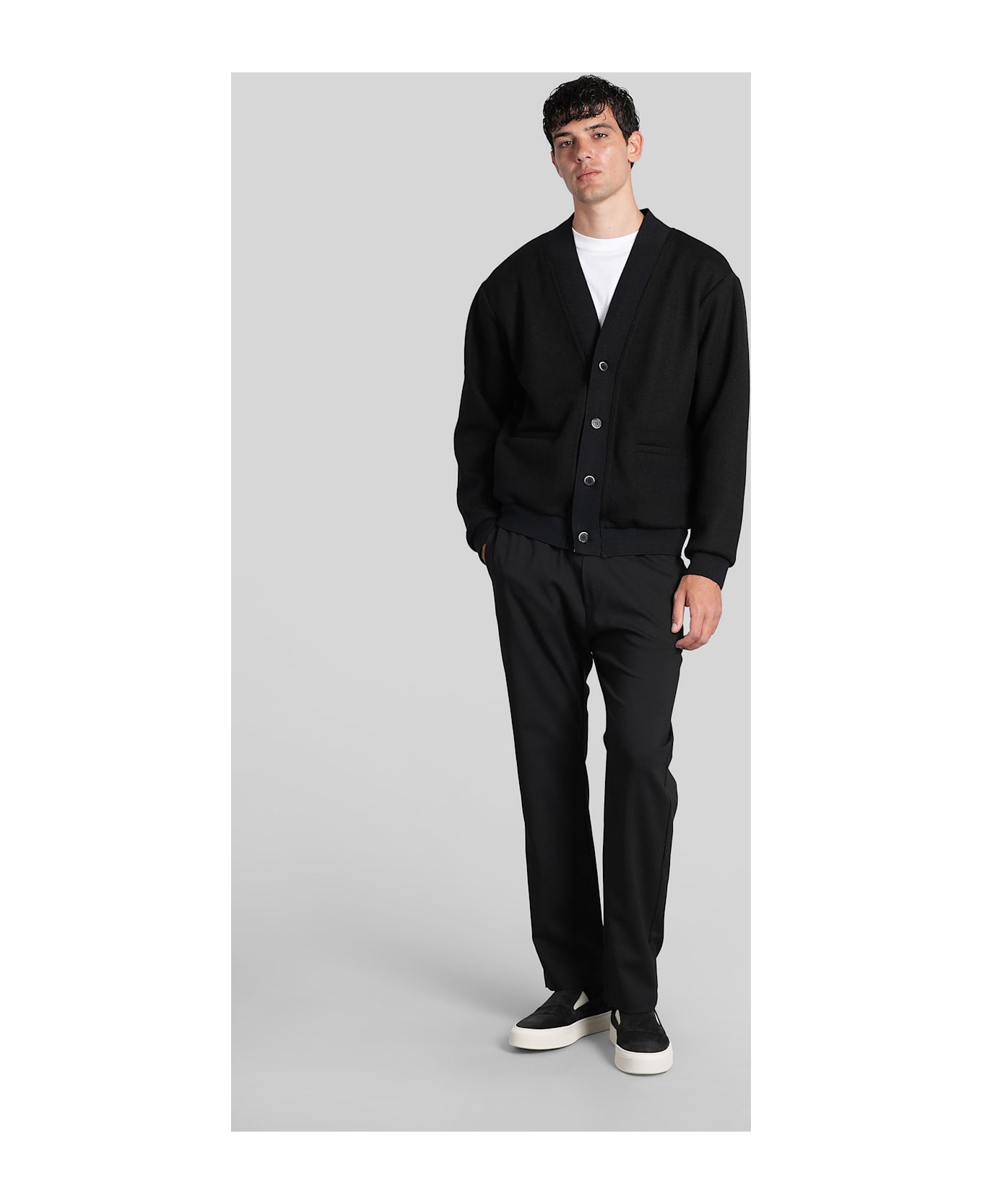 Barena Cavian Cardigan In Black Wool - black